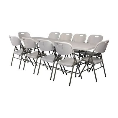 comprar Mesa e cadeiras de plástico retangulares para 10 pessoas cadeiras de plástico brancas Fabricação em linha