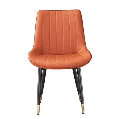 comprar Cadeiras de jantar de couro PU ajustáveis personalizadas Cadeira de jantar tapiçada laranja Fabricação em linha