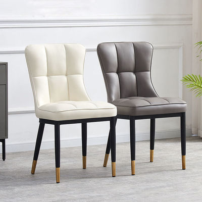 comprar Cadeira de jantar de couro tapiçado cinza com perna de metal para cozinha Fabricação em linha