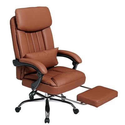 comprar Cadeira executiva de couro marrom com apoio de pé Cadeira executiva de escritório com apoio de perna Fabricação em linha