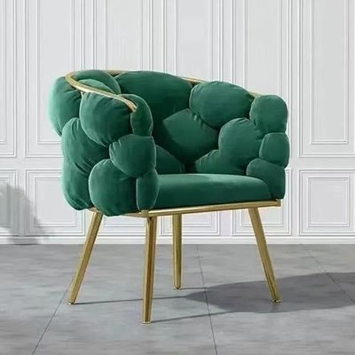 comprar Cadeiras de refeição de estofados verdes personalizadas pernas de metal tecido de veludo cadeira de refeição Fabricação em linha