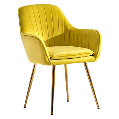 comprar Cadeira de jantar de tecido de veludo moderno com perna de metal de ouro Fabricação em linha