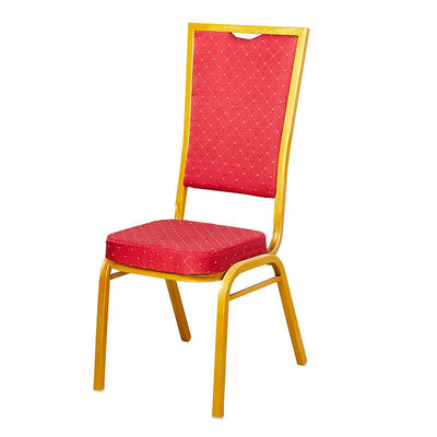 comprar Espessura do tubo 0,8-1,2 mm Dorso alto Tecido metálico de aço Chaves de banquete de hotel estofadas Chaves de evento de festa de ouro empilháveis Fabricação em linha