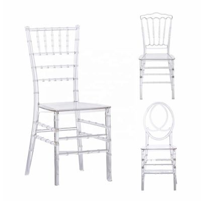 comprar Cadeiras de Banquete Transparentes de Casamento em Acrílico Cristal Napoleão de Plástico PC / PP para Aluguel, Chiavari, Hotel Fabricação em linha