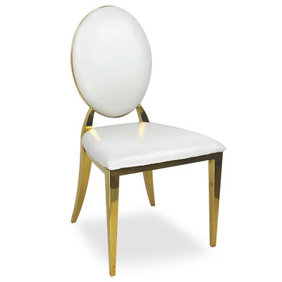 comprar Festa de luxo com costas redondas no exterior Evento de casamento interior Banquete Ouro Cadeiras de costas Cushion Seat Hotel Cadeiras de jantar Fabricação em linha