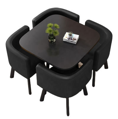 Mesa de jantar quadrada preta Assentos 4 Mesa de cozinha quadrada pequena com 4 cadeiras