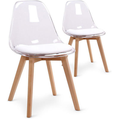 Cadeiras de cozinha de plástico branco transparente acrílico para café