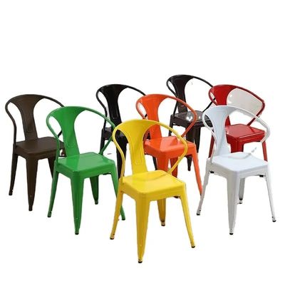 Cadeira de braço de estrutura de metal ajustável Cadeiras de jantar de empilhamento de metal personalizadas