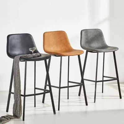 Café PU Barstools de couro Retro Design Barstools de altura laranja preto