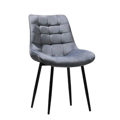 Cadeiras de jantar de veludo cinza moderno com almofadas Cadeiras de jantar com almofadas para apartamento de hotel