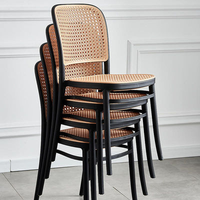 Cadeira de estilo francês com costas altas, cadeira de plástico, cadeira de rotão, preto