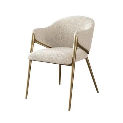 Cadeiras de mesa de tecido estofado com pernas de metal