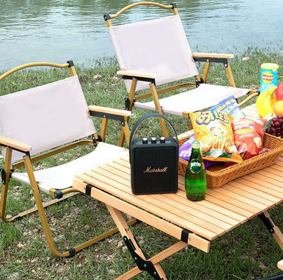 Cadeira de Camping Dobrável Portátil de Metal com Apoio de Braço em Faia Leve Personalizada